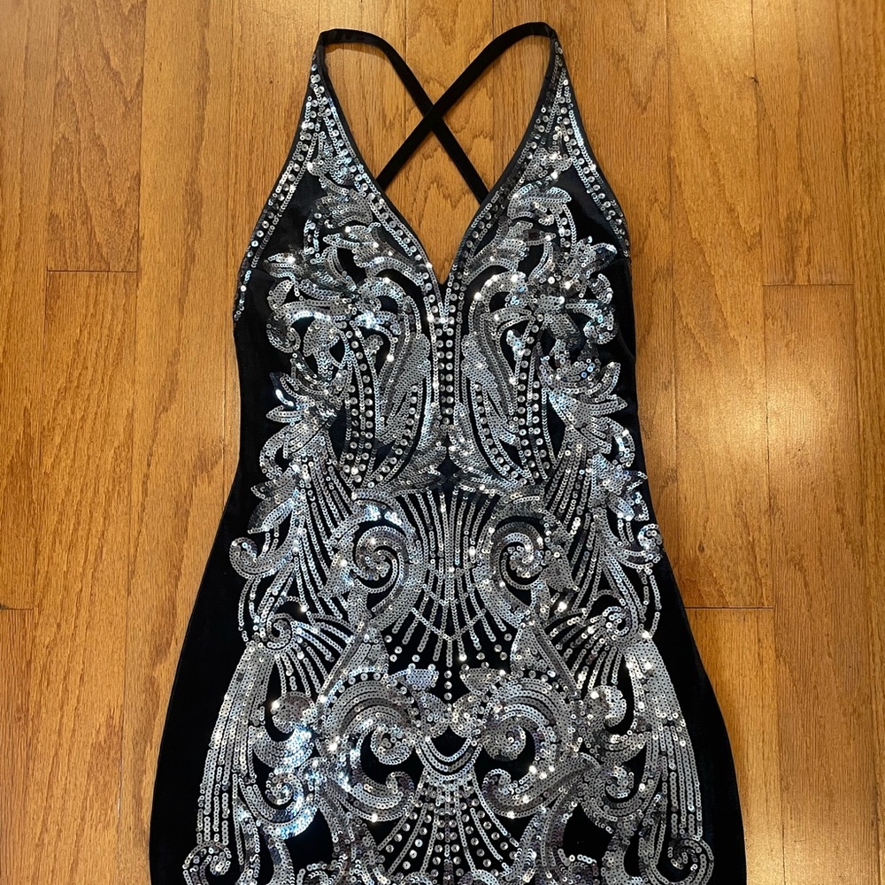 Express sequin & velvet bodycon dress
